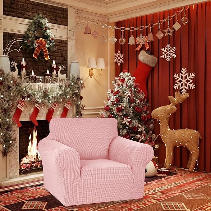 KEKUOU Stretch Chair Sofa Slipcover, Single Couch Cover,Dusty Pink
