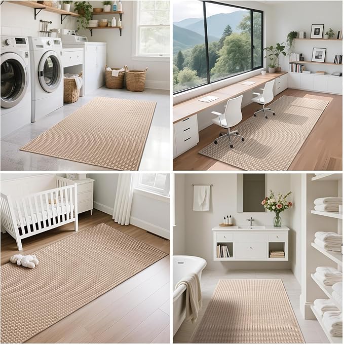 YDKGL 2x4 ft Entryway Rug Indoor Door Mat Non Slip Boho Woven Washable Area Rugs Kitchen Runner Rug Mat, Front Entry Rugs Entrance Doormat for Hallway Porch Bathroom Laundry Room, Brown 24"x48"