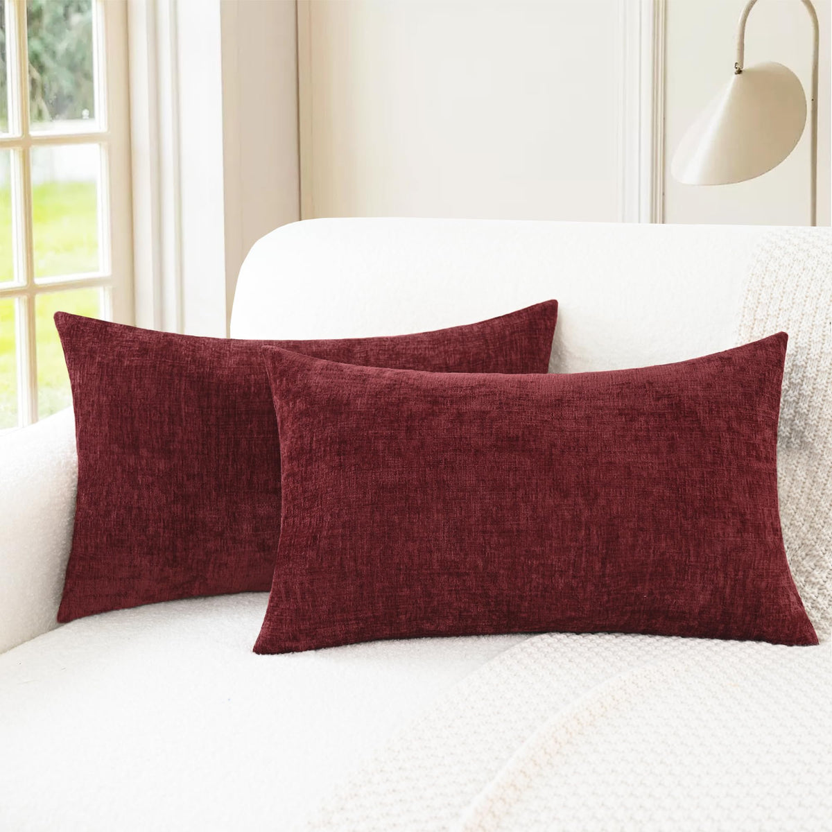 CaliTime Decorative Couch Throw Pillow Covers 26 X 16 Inches Plum Purple