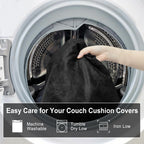 ANARACHON Leather Look Couch Cushion Covers Sofa Seat Slipcovers Sets Couches Furniture Protector for Sectional Armchair Loveseat Pets Kids Stretch Spandex Fabric (3 Cushion Sofa, Black)