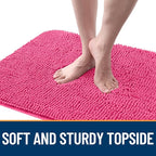 OLANLY Dog Door Mat for Muddy Paws 44x32, Absorbs Moisture and Dirt, Absorbent Non-Slip Washable Doormat, Quick Dry Chenille Mud Mat for Dogs, Entry Indoor Entryway Carpet for Inside Floor, Hot Pink