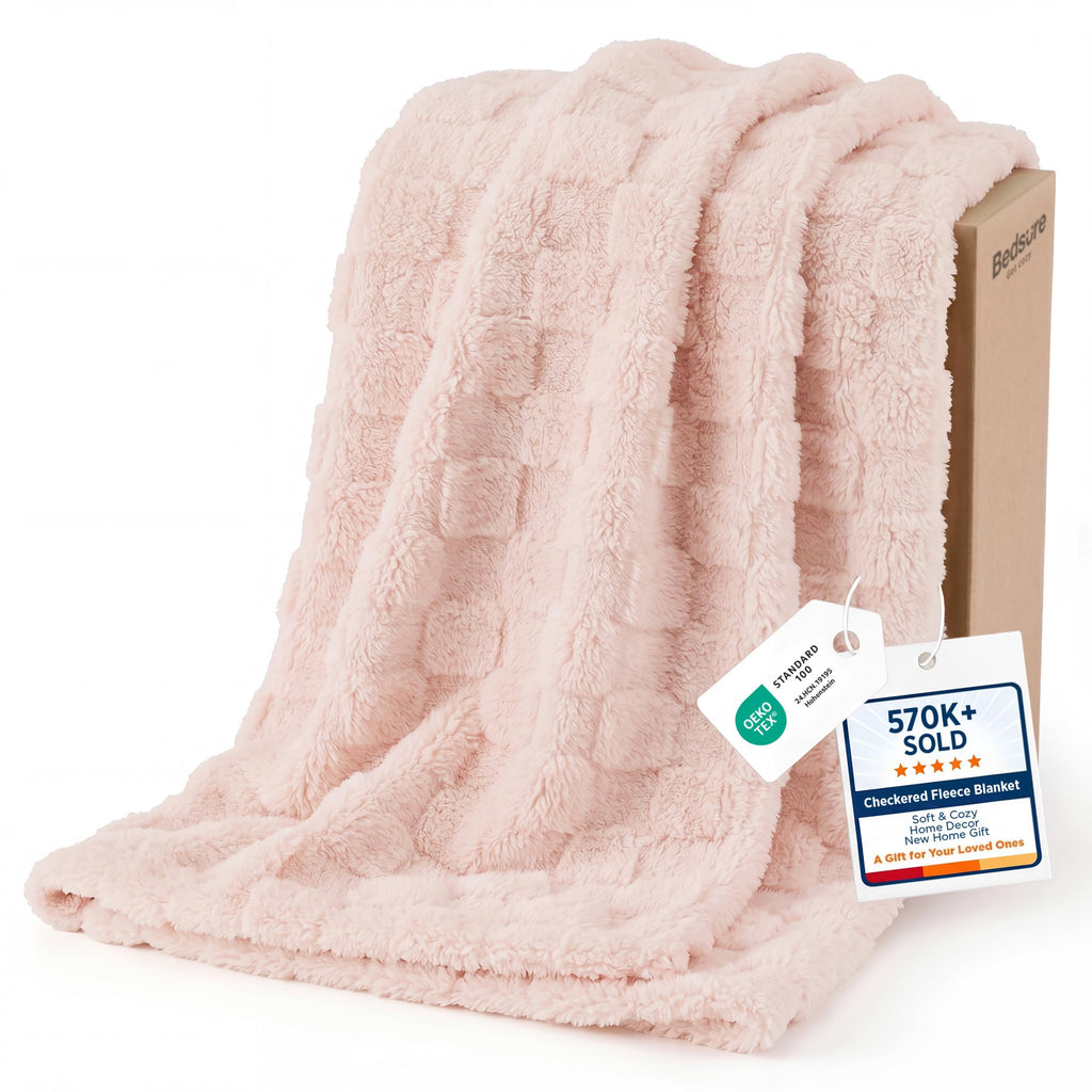Bedsure Checkered Soft Cozy Twin XL Blanket for Bed, Ashley Blue, 66"×90"
