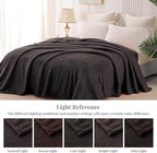 Whale Flotilla Queen Size Fuzzy Fleece Blanket, Fluffy Warm Soft Jacquard Bed Blankets for All Season, Lightweight and Cozy, 90x90 Inch, Coffee