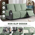 TAOCOCO 100% Waterproof Recliner Sofa Cover, Non Slip Split Couch Covers for Reclining Couches with Straps, Washable Reclining Sofa Cover Furniture Protector for Kids Pets(3 Seater, Sage Green)