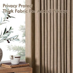 MIULEE Pinch Pleated Thick Linen Curtains 102 Inches Long 2 Panels for Living Room Bedroom, Linen Texture Pleat Drapes Memory Trained Light Filtering Brown Country Farmhouse Burlap Curtains with Hooks