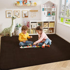Amearea Modern Area Rugs for Bedroom Living Room, 4x6 Feet Brown Thickened Memory Foam Rug, Fluffy Indoor Washable Rugs Non Slip Minimalist Carpet for Kids Boys Girls Dorm Nursery Room Decor