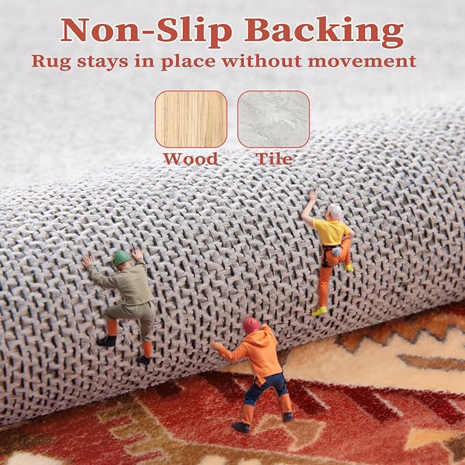 SERISSA 2x3 Washable Non Slip Boho Small Area Rug for Entryway，Red