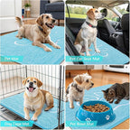 OLANLY Dog Door Mat for Muddy Paws 59x35, Paw Print Design, Absorbs Moisture and Dirt, Absorbent Non-Slip Washable Doormat, Quick Dry Chenille Mud Mat for Dogs, Entry Indoor Entryway Carpet, Blue