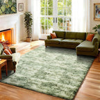 Ophanie Green and White Area Rugs for Living Room 5x7, Fluffy Shag Large Fuzzy Plush Soft Carpets, Floor Shaggy Rugs for Bedroom, Carpet for Kids Boys Girls Dorm Nursery Home Decor Aesthetic