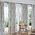 jinchan Blackout Floral Curtains for Living Room Bedroom Linen Blend Curtain Farmhouse Blue Printed with Lined Back Tab Rod Pocket Drapes Window Treatments 2 Panels 90 Inch