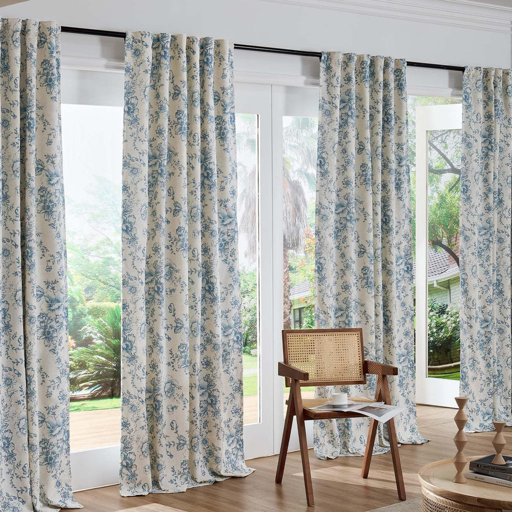 jinchan Floral Linen Blackout Curtains for Bedroom 63 Inches Long