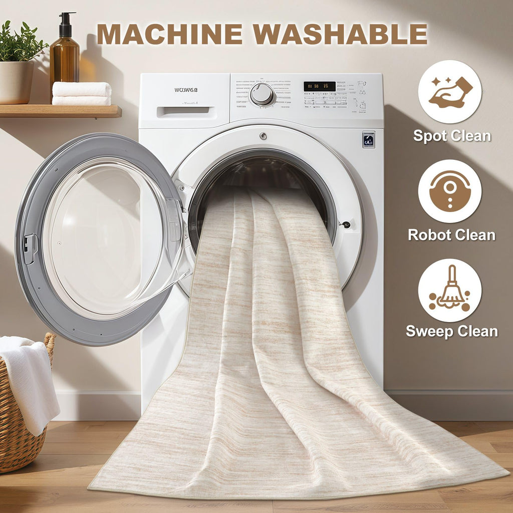 Nakagishi Boho 8x10 Area Rug Living Room Rugs Machine Washable Beige