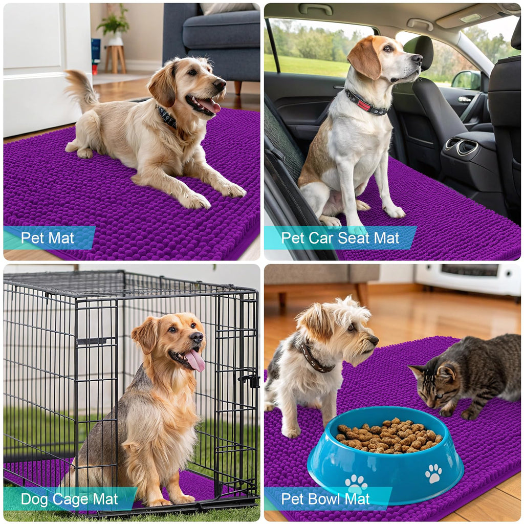 OLANLY Dog Door Mat for Muddy Paws 44x24, Super Absorbent Chenille Mud Mat