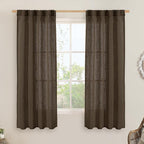 LAMIT Linen Curtains 60 Inch Length 2 Panels, Light Filtering Panels Back Tab and Rod Pocket Neutral Drapes for Bedroom/Window/Living Room, Dark Brown, 34 x 60 Inch