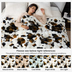 Cozy Bliss Cow Print Faux Fur Throw Blanket for Couch, Fuzzy Soft Plush Thick Bubble Blanket for Sofa Bedroom Living Room, 50x60 Inches
