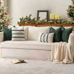 MIULEE Pack of 2 Christmas Pillow Covers 18x18 Inch Dark Green Farmhouse Decorative Throw Pillow Covers with Stitched Edge Soft Chenille Solid Dyed Couch Pillow Covers for Sofa Bed Living Room