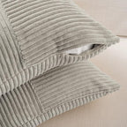 Fancy Homi 2 Packs Neutral Grey Lumbar Decorative Throw Pillow Covers 14x22 Inch for Living Room Couch Bed Sofa, Farmhouse Home Decor, Soft Striped Corduroy Rectangle Accent Cushion Case 35x55 cm