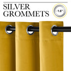 NICETOWN Gold Blackout Cafe Faux Silk Curtains for Small Windows, 42" Wide by 63" Long, 2 Panels, Grommet Privacy Blackout Satin Drapes for Home Decoration