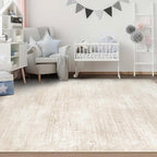 Area Rugs 6x9 for Living Room: Washable Rug Modern Abstract Neutral Soft Non-Slip Low-Pile Indoor Carpet for Bedroom Dining Room Playroom Home Office (Beige, 6'x9')