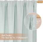 LAMIT Bedroom Linen Curtains 45 Inch Long, Light Filtering Neutral Window Curtains Farmhouse Boho Rod Pocket Room Decor Panels for Small Window/Living Room, 2 Panels, 42 x 45 Inch, Light Blue