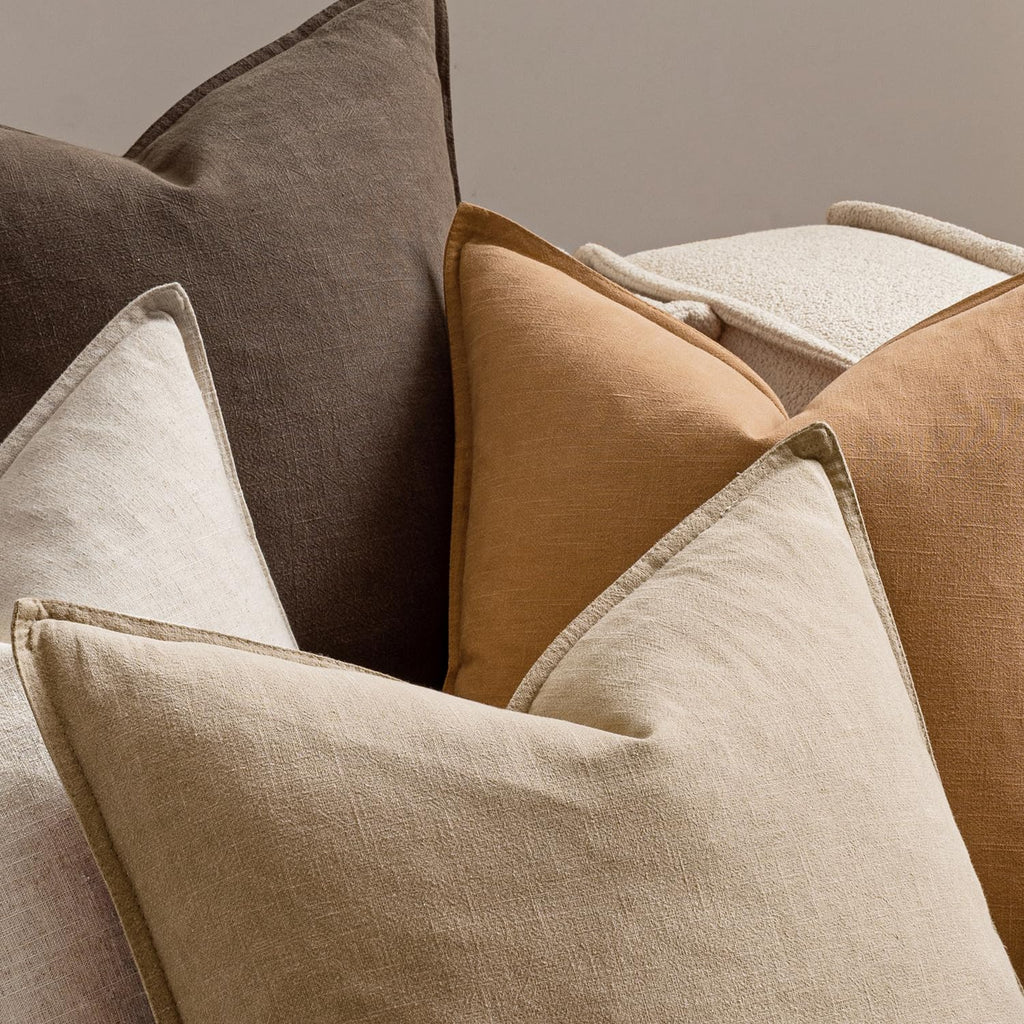 MIULEE Neutral Brown Boho Linen Pillow Covers 24x24 Inch Pack of 4