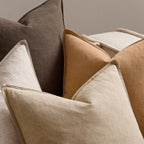 MIULEE Neutral Brown Boho Linen Pillow Covers 24x24 Inch Pack of 4
