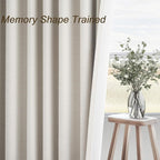 Topfinel 86 Inches Long Linen Blackout Curtains 2 Panels Set for Living Room Cream Birch Linen Texture Modern Farmhouse 100% Black Out Room Darkening Back Tab Rod Pocket(W52 xL80)