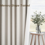 Extra Wide 70 Inch Length Blackout Curtains & Drapes 92 Inches Long 2 Panels Set for Sliding Glass Doors Modern Pleated Linen Blend Heavy Floor to Ceiling Large Window Drapes(70"Wx92"Lx 2 Birch)