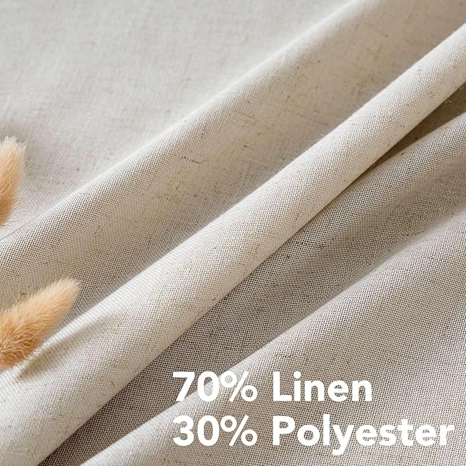 H.VERSAILTEX Living Room Linen Semi Sheer Curtains Nickel Grommet Curtains Privacy Added Energy Saving Light Filtering Window Treatments Draperies for Bedroom, Angora, 2 Panels, 52 x 84 - Inch