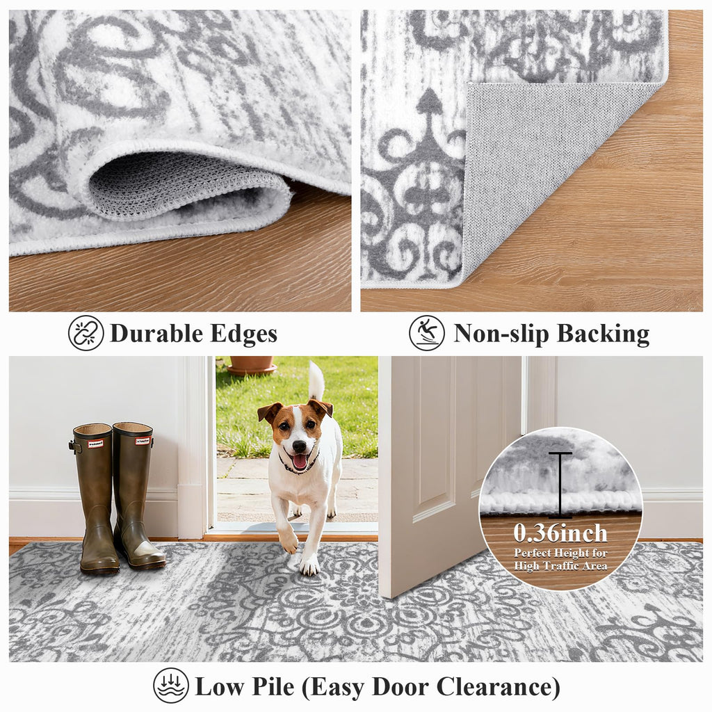 HEBE Hallway Runner Rug 2'x6', Washable Non Slip Kitchen Rug Runner