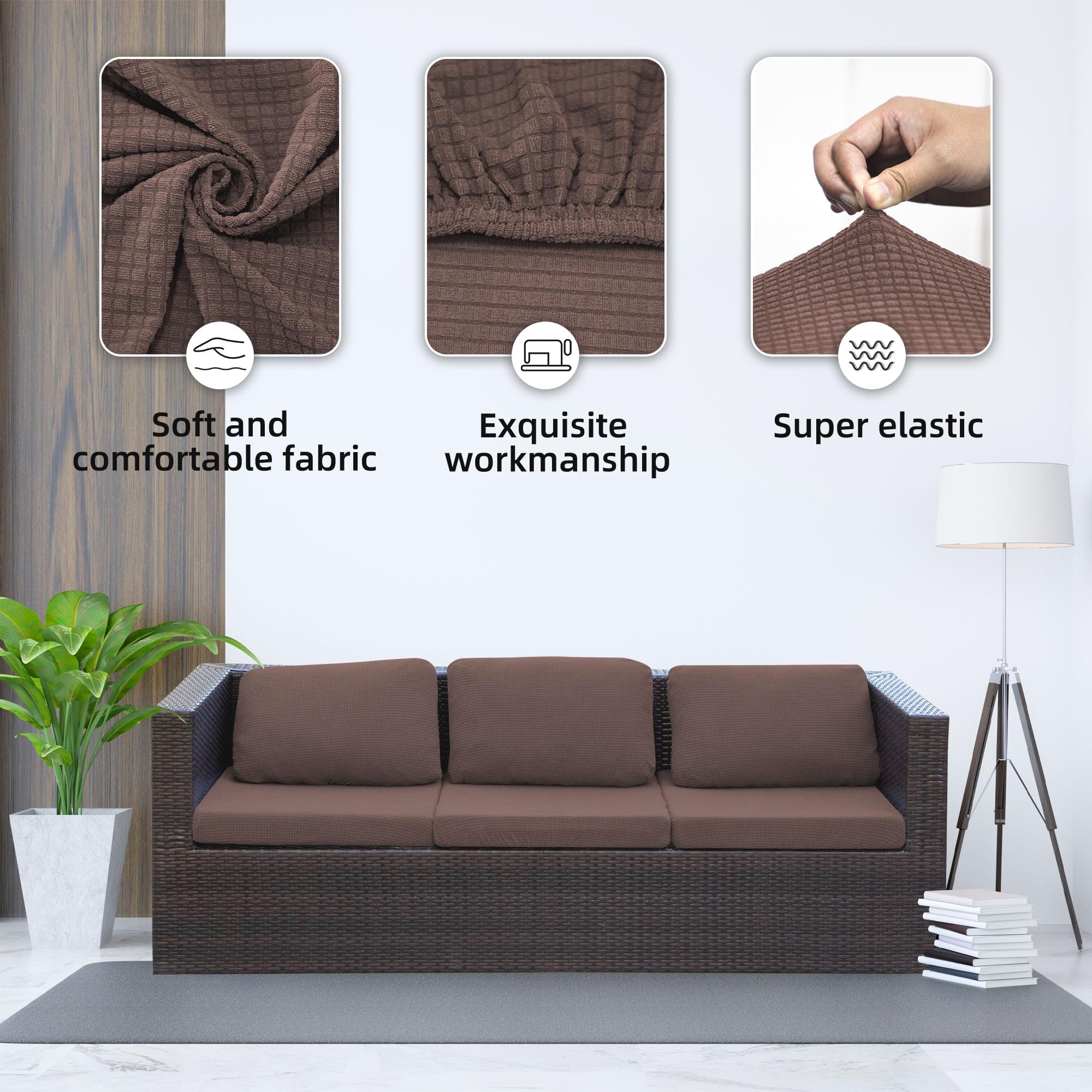 SUKAIKEQA 8PCS Patio Cushion Covers.Patio Furniture Couch SeatSlipcovers