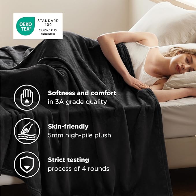 Bedsure GentleSoft Fleece Bed Blankets Full Size Black - Soft Lightweight Plush Fuzzy Cozy Luxury Blanket Microfiber, 84x90 inches