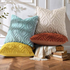 decorUhome Throw Pillow Covers 22x22 Inch Set of 2, Soft Plush Faux Wool Beige Solid Couch Pillow Covers, Accent Euro Sham Farmhouse Neutral Square Pillow Cases for Sofa Bed Living Room