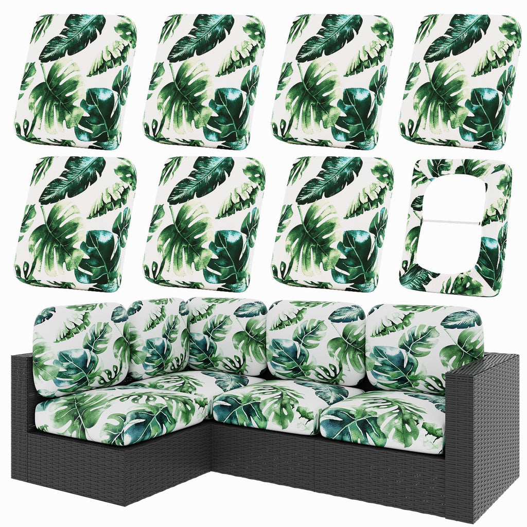 hyha 8Pcs Patio Cushion Covers, Stretch Outdoor Couch Cushion Covers
