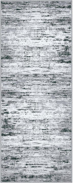 Lansny Modern Abstract Runner 2x5, Black Grey White Washable Kitchen Entryway Rug Mat Non-Slip Soft Hallway Rug Runner Thin Print Faux Wool Carpet for Bedroom Laundry Room Indoor Home Decor