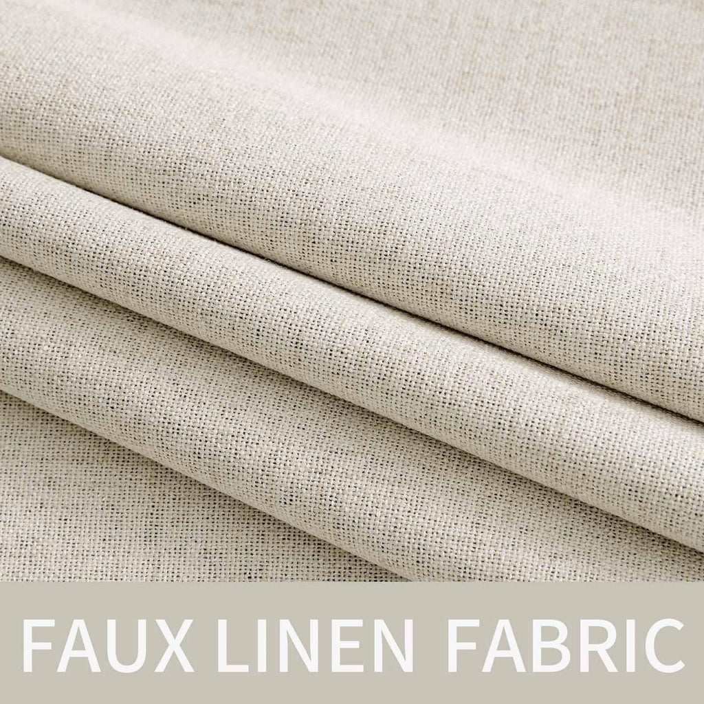 MIULEE 100% Blackout Linen Curtains for Bedroom 52x84 Inches Linen Beige