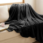 Bedsure GentleSoft Fleece Throw XL Blanket Black - 300GSM Soft Lightweight Plush Cozy Blankets for Bed, Sofa, Couch, Travel, Camping, 50x70 inches