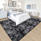 Black Grey Tie-Dyed Rug for Living Room 5x8 Fluffy Area Rug Mat Bedside Throw Rug for Bedroom Kids Room Boys Teens Nursery Baby Dorm Office Home Decor Aesthetic Carpets