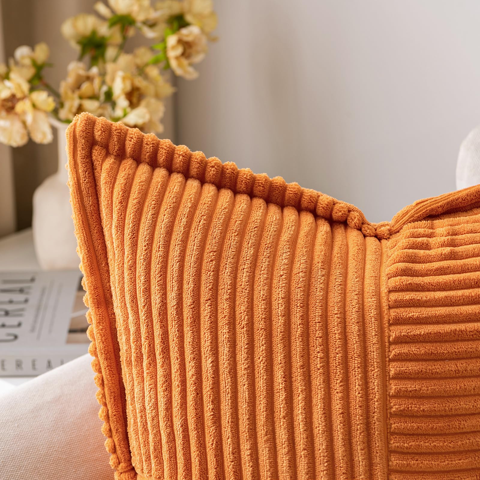MIULEE Fall Burnt Orange Decorative Throw Pillow Covers 18x18 Inch 2 Pack