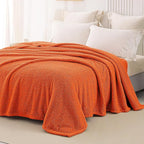Whale Flotilla King Size Fuzzy Fleece Blanket, Fluffy Warm Soft Jacquard Bed Blankets for All Season, Lightweight and Cozy, 90x104 Inch, Burnt Orange