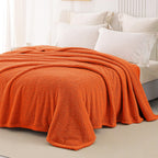 Whale Flotilla Soft Fleece Twin Size Bed Blanket, Burnt Orange