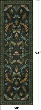 Hazo Haus 8 ft Long Hallway Runner Rug - Boho Green Rug for Kitchen Floor, Entrance Indoor, Washable Wide Runner Non Slip, Dark Green 2'6''x8'