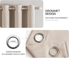 MIULEE 100% Blackout Linen Textured Curtains for Bedroom Solid Thermal Insulated Natural Beige Grommet Room Darkening Curtains & Drapes Luxury Decor for Living Room Nursery 52 x 78 Inch (2 Panels)