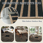 Lahome Enfys Modern Geometric Easy Jute Rug, 6x9 Area Rugs for Living Room Outdoor Patio Washable Indoor Outdoor Carpet, Farmhouse Large Non Slip Carpet for Bedroom Backyard Dining Room