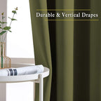NICETOWN Blackout Curtains for Girls Room - Thermal Insulated Solid Grommet Room Darkening Curtains/Panels/Drape for Bedroom (Olive Green, 1 Pair, 52 by 72-Inch)