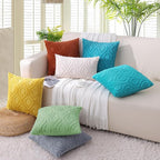 decorUhome Throw Pillow Covers 12x20 Inch Set of 2, Soft Plush Faux Wool Blue Grey Solid Couch Pillow Covers, Accent Farmhouse Neutral Rectangle Pillow Cases for Sofa Bed Living Room