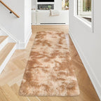 Super Soft Fluffy Living Room Area Rugs 2x5 ft Tie-Dyed Beige Shaggy Furry Carpet Washable Non-Slip Floor Rug Bedroom Bedside Nursery Rug Fuzzy Girls Boy Reduce Noise Dorm Home Decor