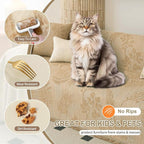 HANDONTIME Washable Couch Covers for Sofa Boho Couch Covers for 3 Cushion Sofa Pet Friendly Camel Chenille Jacquard Couch Protector for Dogs Plant Branch Sectional Cover Sofa Slipcovers, 71" X 150"