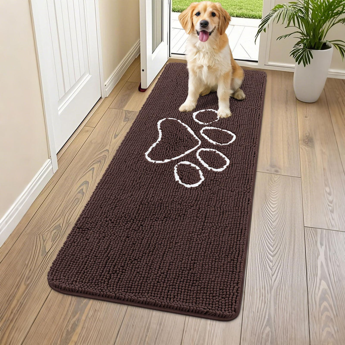 Smiry Dog Door Mat for Muddy Paws, Absorbent Non Slip Dirt Trapper, 54x24