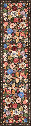 Babovid Black Brown Floral Hallway Runner Rug 2'6''x14' for Kitchen